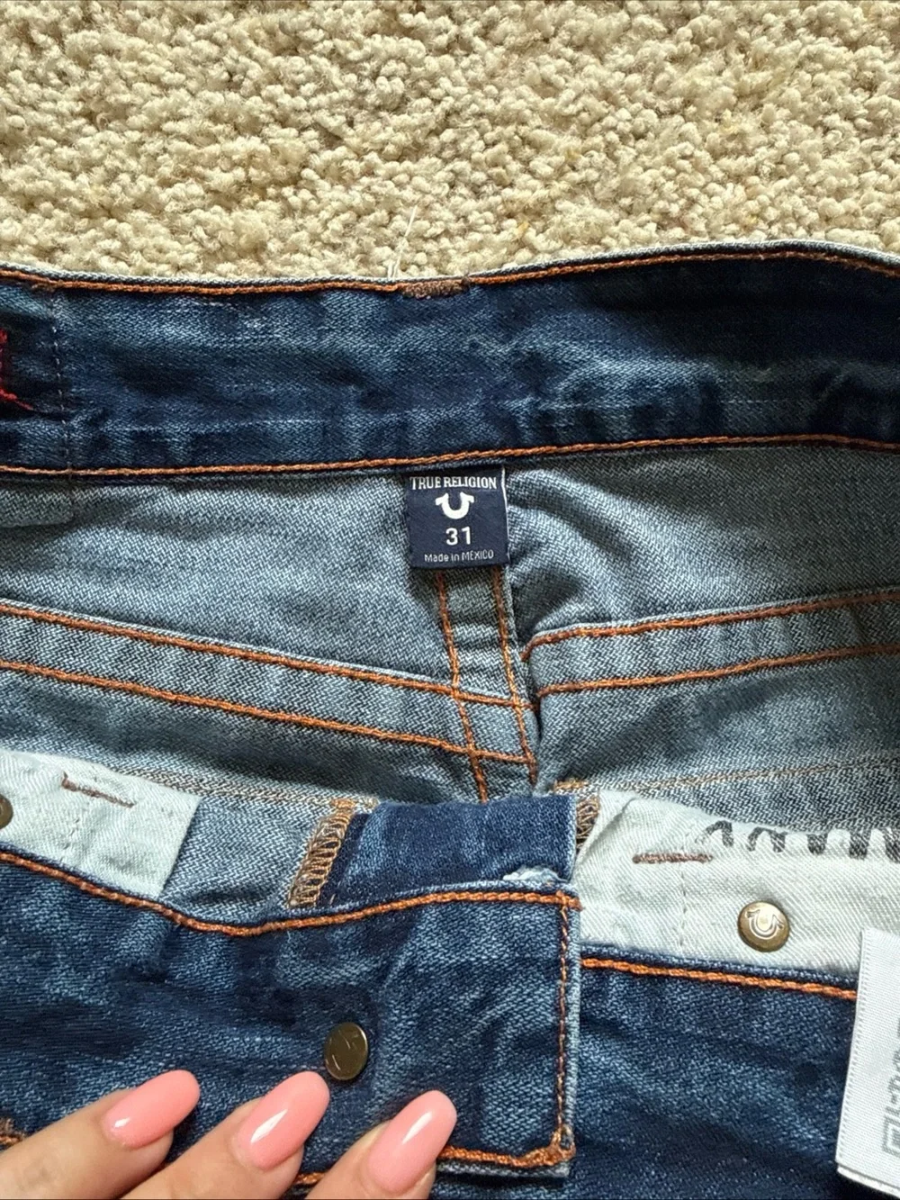 True Religion Ricky Relaxed Straight Jeans Men’s 31 Medium Wash Flap Pocket